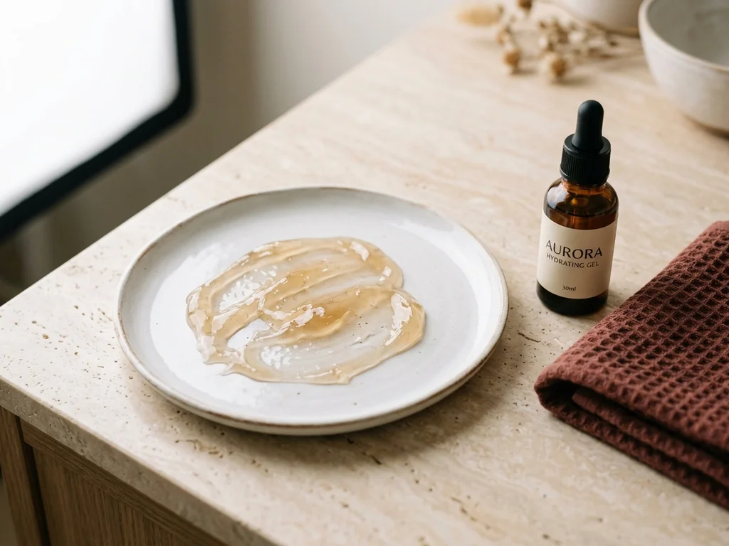 Texture gélifiée d'un masque à l'acide hyaluronique pour hydrater et apaiser une peau acnéique.