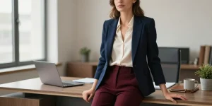 look pantalon bordeaux femme